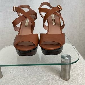 Audrey Brooke Cognac Sandal platform shoes